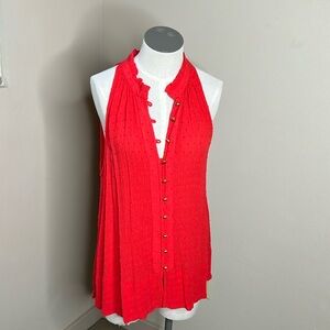 EUC Anthropologie Maeve Red Button Up Tank Blouse Medium